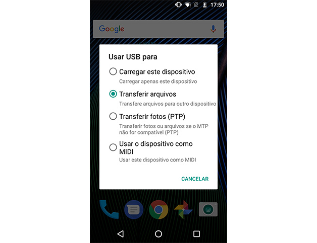 Ação para ativar USB 2