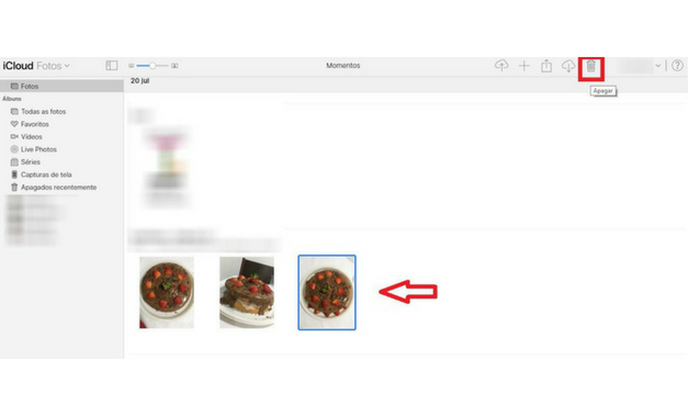 Como apagar fotos do iCloud terceiro passo
