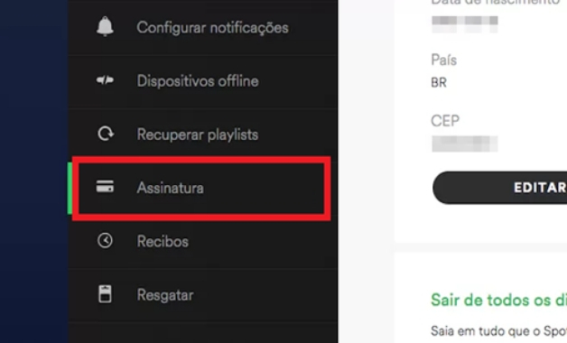 Como cancelar a assinatura do Spotify terceiro passo