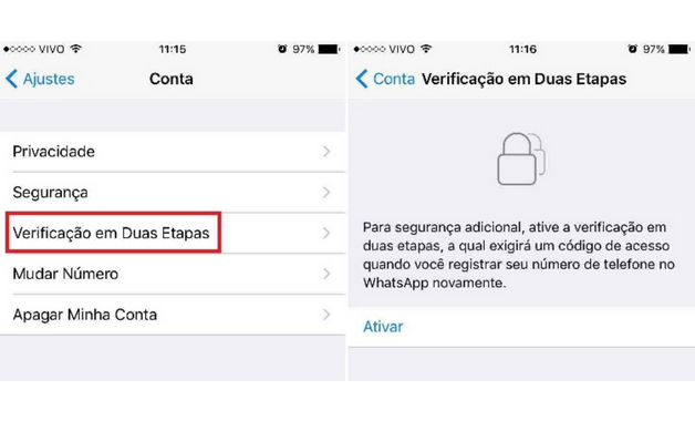 Como colocar senha no WhatsApp quinto passo