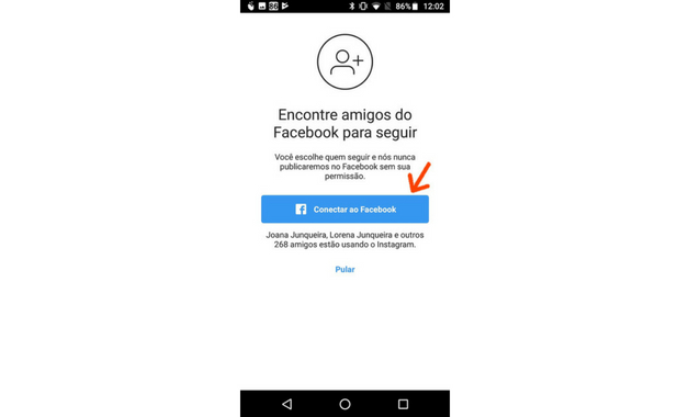 Como criar uma conta no Instagram quarto passo