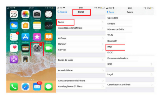 Como descobrir o imei do iPhone