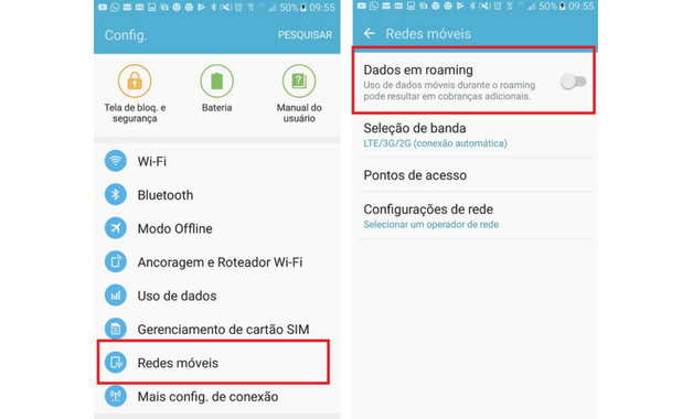 Como ativar o roaming no Android