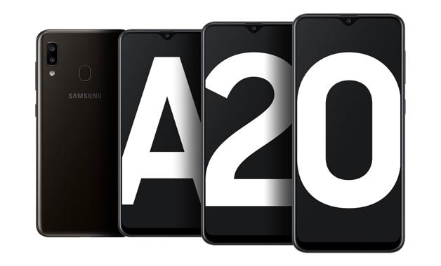 Imagem: Galaxy A20 tem câmera dupla traseira e notch em formato de gota. Créditos: Divulgação/Samsung Imagem: Galaxy A20 tem câmera dupla traseira e notch em formato de gota. Créditos: Divulgação/Samsung