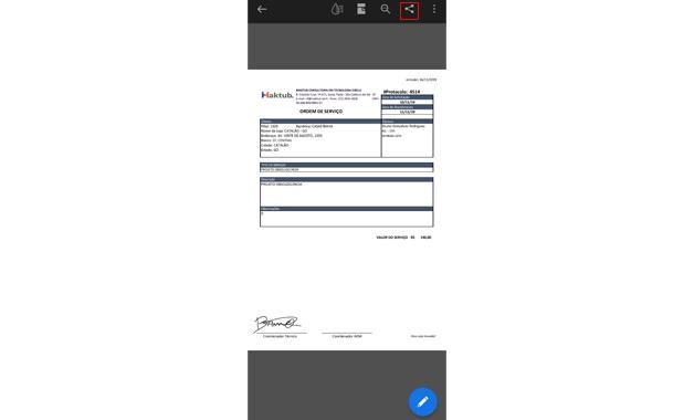 Acesse o menu de compartilhamento para enviar o documento assinado. (Imagem: Reprodução/Bruno Rodrigues) Acesse o menu de compartilhamento para enviar o documento assinado. (Imagem: Reprodução/Bruno Rodrigues)