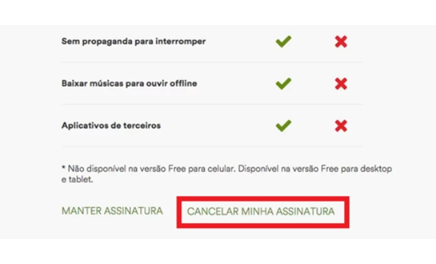 Como cancelar a assinatura do Spotify quinto passo