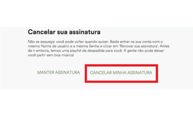 Como cancelar a assinatura do Spotify sexto passo