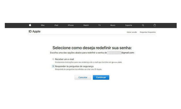 Recuperar senha do iCloud