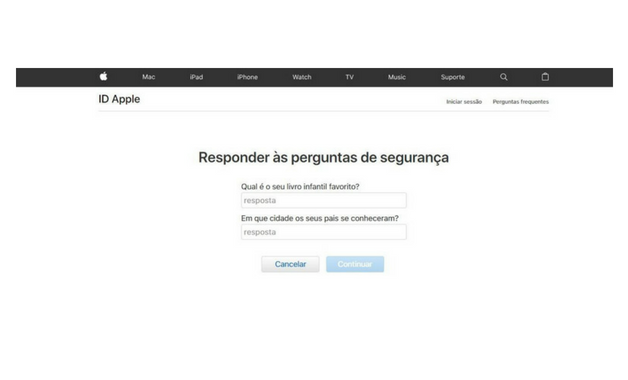 Recuperar senha do iCloud